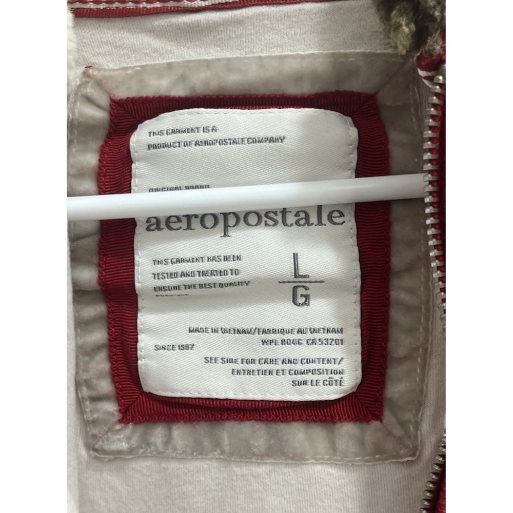 Y2k Vintage Aeropostale New York City Red Zip Up Faux Fur Hoodie Size Large - Picture 6 of 12
